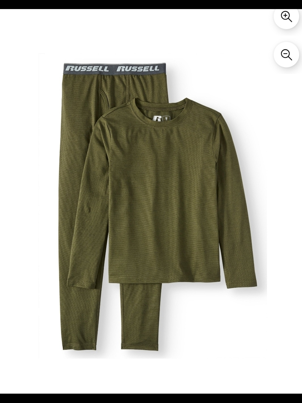 Russell Athletic  Performance Flex Olive Green Kids Thermal Set